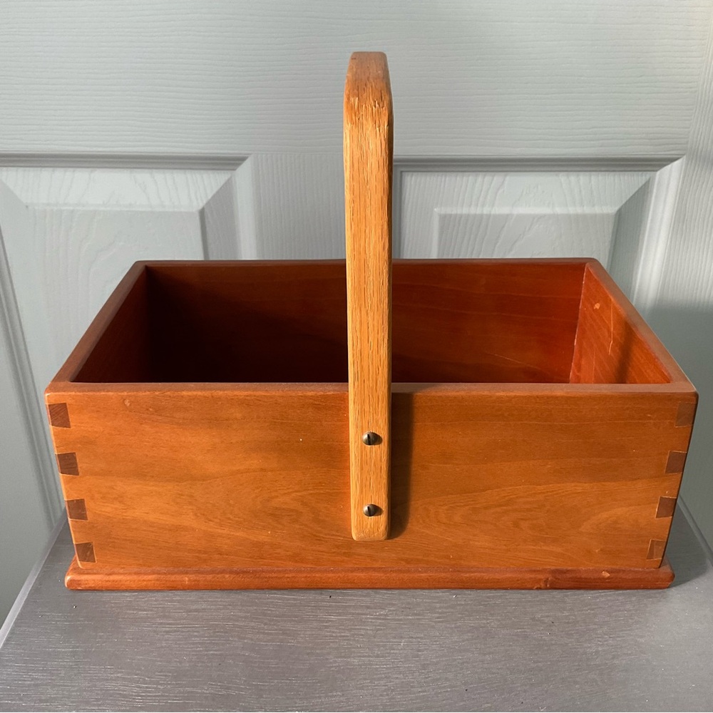 Vintage Dovetailed Wooden Box with Handle